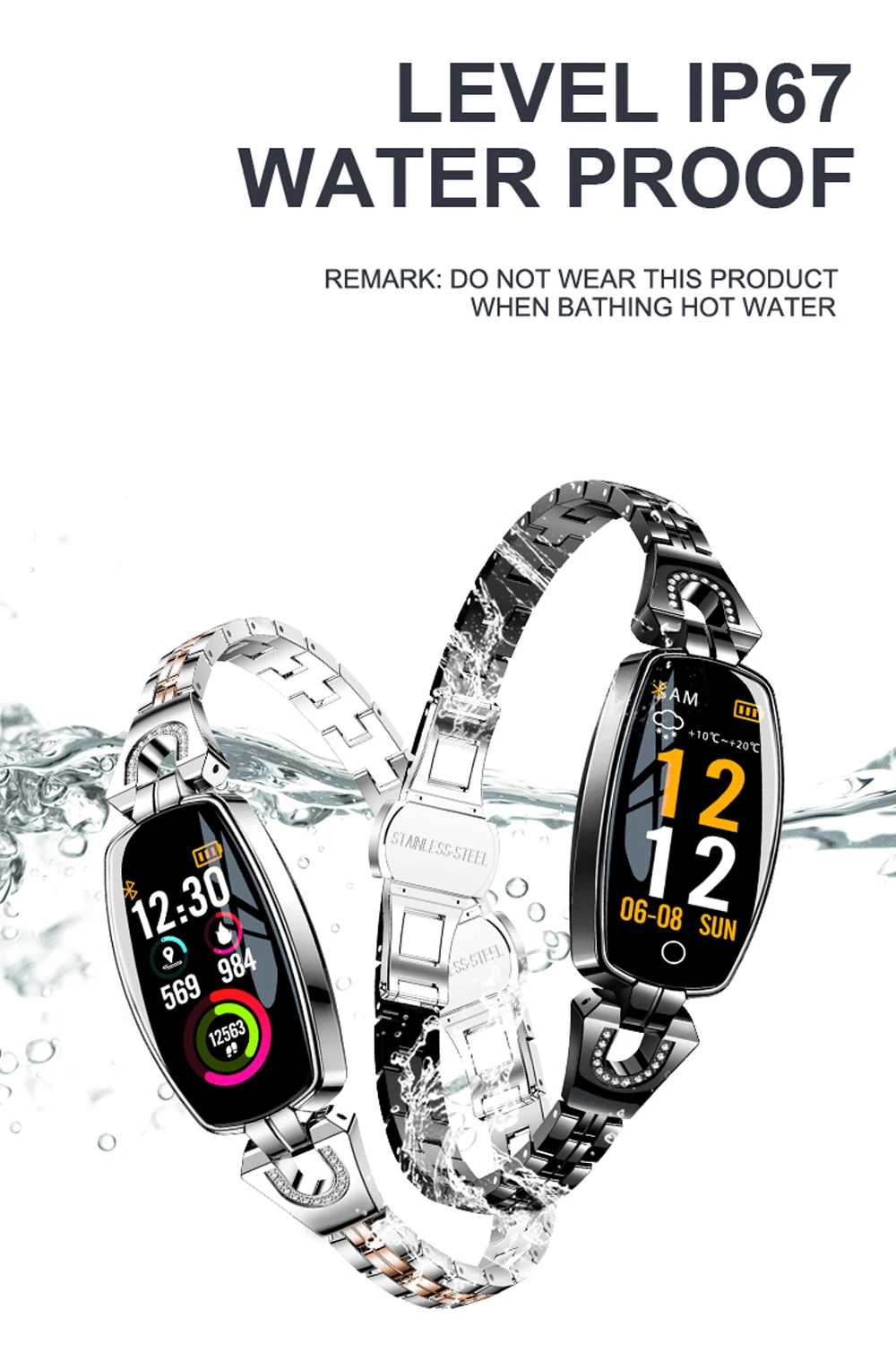 H8 Smart Watch Women Smartwatch Heart Rate Blood Pressure Pedometer