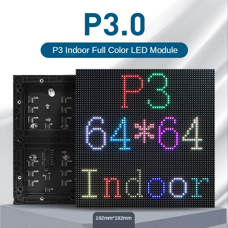 

192*192mm P3 Full Color LED Screen Panel Module 64*64 Pixels 1/32 Scan Indoor 3in1 SMD RGB P3 LED Display Panel Module