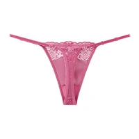 BANNIROU 1 pièces dentelle string sous-vêtements pour femmes Sexy nœud Transparent taille basse culotte femme intimes femme tongs Lingerie 3