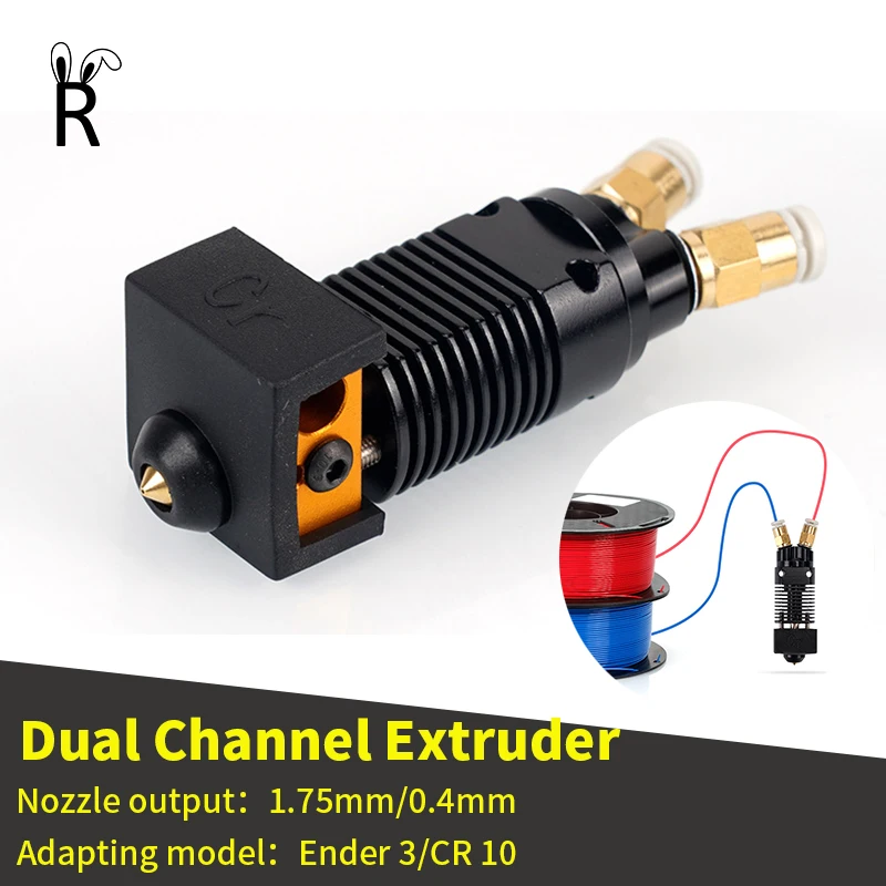 

3D Printer Extruder Dual Channel 1.75mm Filament For CR10 Ender3 Hot End Extrusion Head Assembly Remote Extrusion Parts