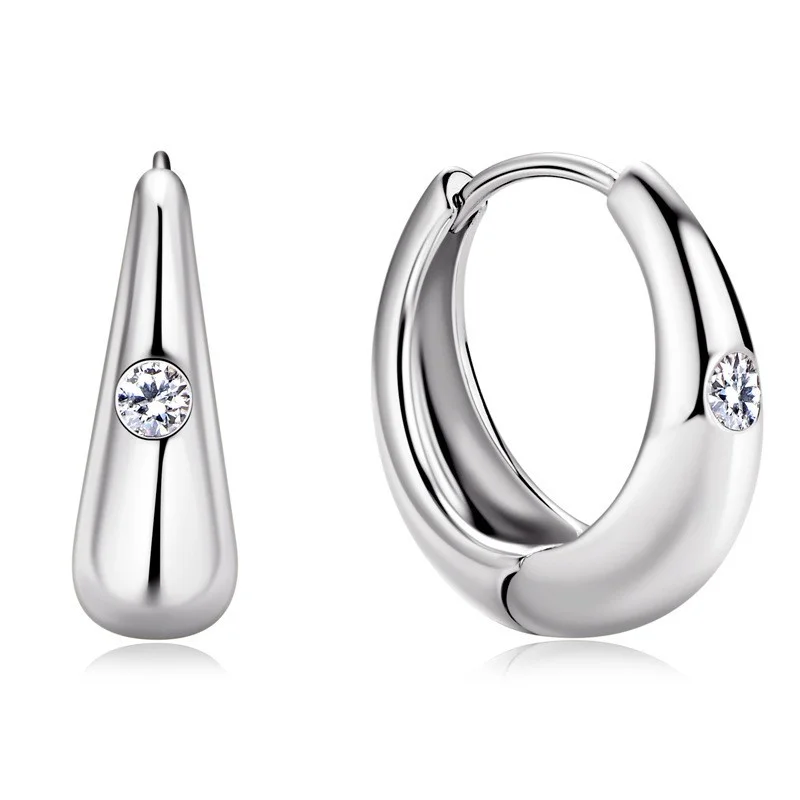 

ZFSILVER Fashion s925 Silver Moissanite Classic 0.06ct Exquisite Round Drop Earrings For Women Accessories Jewelry Gifts EMO-306