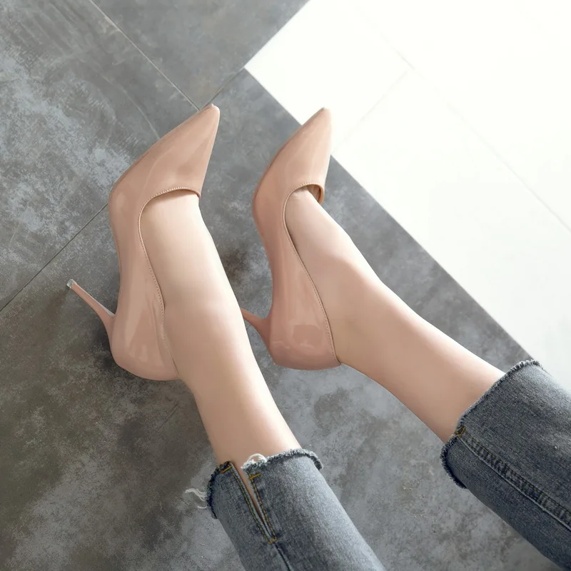 Damen-Stiletto-High-Heels mit spitzer Zehenpartie in Gelb, Rot, Schwarz, Rosa, Khaki, elegante Damenschuhe, Sandalen, flacher Mund, einfarbig, einfacher vielseitiger Stil, neuer Frühling, Herbst, Sommermodelle, glänzen – Detail 13