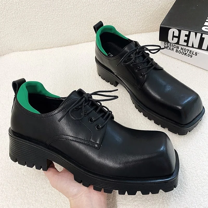 

Square Toe Formal Business Shoes for Man Casual Plaftorm Derby Shoes Male Lace Up Wedding Shoes Fashion Oxfords Office Shoes