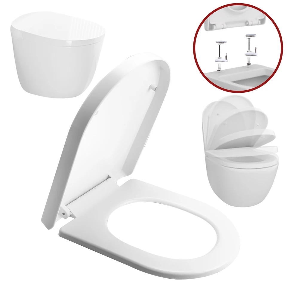UISEBRT Asiento De Inodoro Con Descenso Automático, Tapa De Inodoro Premium Antibacteriana, Tapa De Inodoro De Duroplast, Gotas De Rocío