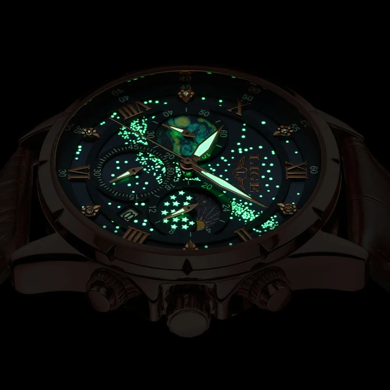 2024 New Waterproof Watches for Men LIGE Brand Luxury Men's Military Watch Fashion 24 hour Moon Phase Watch Men Montre Homme