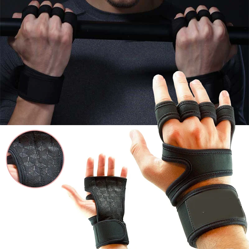 Nicht-slip Halbe Finger Training Handschuhe Frauen Männer Fitness Sport Bodybuilding Gymnastik Griffe Gym Hand Palm Schutz Handschuhe