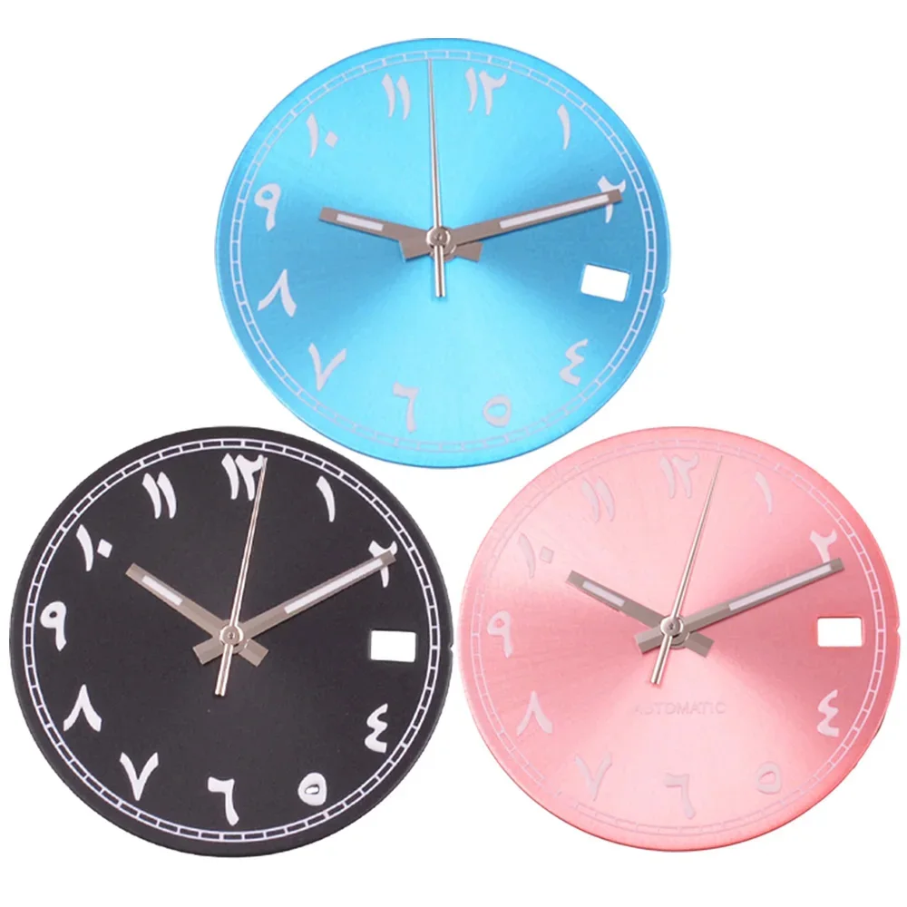 29Mm Green Luminous Pink/Purple/Blue/Green/Black Arabic Numerals Watch Dial Hands Fit Seiko Nh35 Nh35A Movement