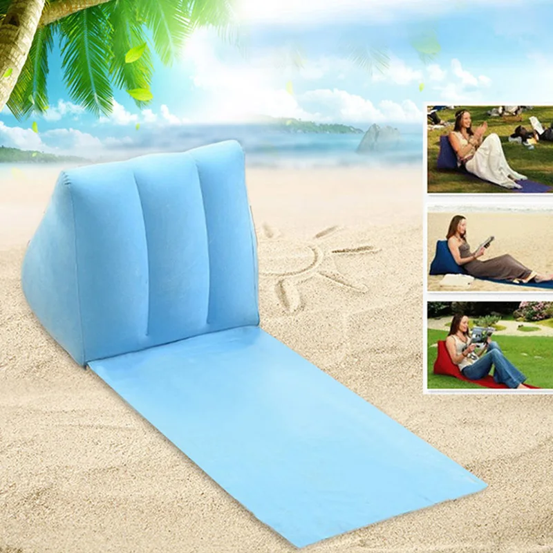 Inflatable Wedge Pillow With Mat PVC Flocking Travel Portable Back Support Triangle Cushion Beach Pillow 4