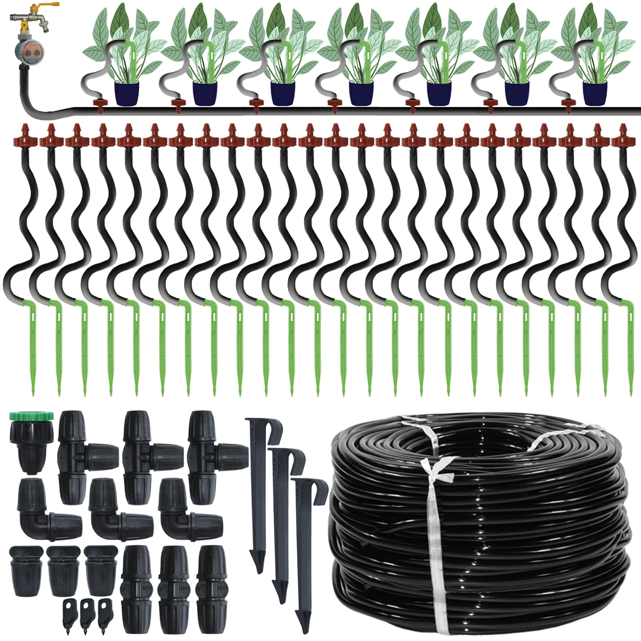 

KESLA Garden 2L/H Drip Irrigation Watering Saving System Kit Bend Arrow Drippers 3/5mm Hose for Plant Potted Bonsai Greenhouse