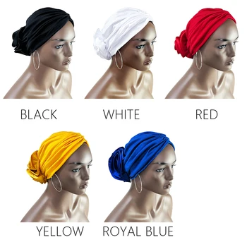 Stretch Bandana Head Wrap Satin Floral Women Party Turban Headwear Cap Hair Accessories