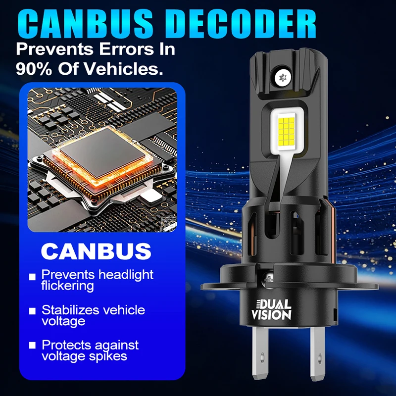 듀얼비전 H7 LED 라이트 180W 60000LM 9005 9006 H11 H4 LED 헤드라이트 캔버스 60 CSP 자동차 하이/클로즈 램프 팬 터보 라이트 포함