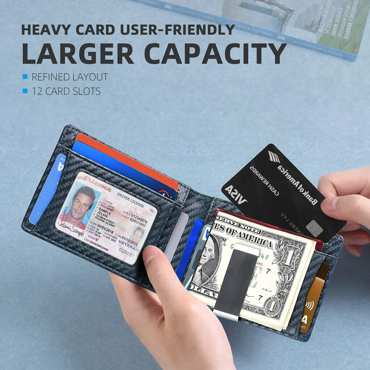 Men's Casual Plain Plaid Textured Pu Leather Wallet, 1 Piece Multi Card Slot Card Holder for Father & Boyfriend