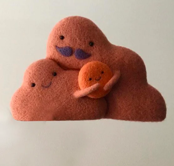 Weather brooch, raindrops, lightning wool needlepoint kit wool felt needle felting decoration craft needlecraft DIY handmade