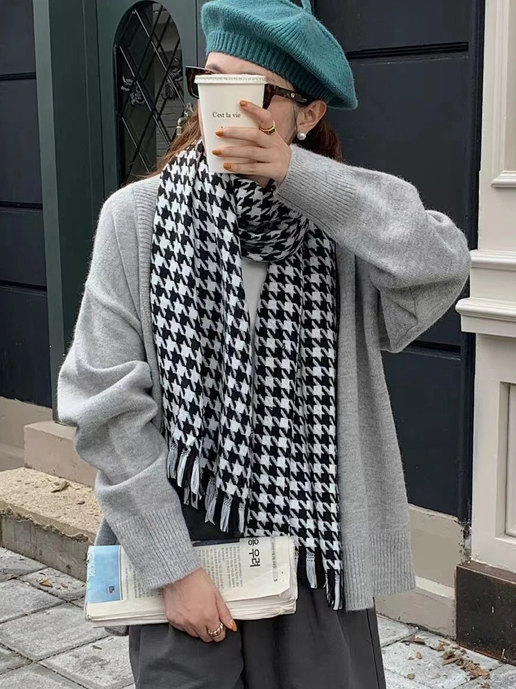 Imitation Cashmere Women Scarf Winter Vintage Houndstooth Scarve Pashmina Mujer Female Foulard Bufanda Wrap Shawls Echarpe Hiver 2