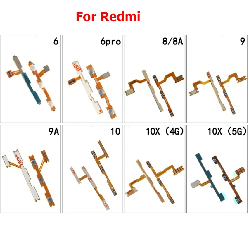 

10Pcs/Lot Power On Off Volume Side Button Key Flex Cable For Xiaomi Redmi 6 7 7A 8 8A 9 9A Note 6 7 8 8T 9 9S 10 Pro