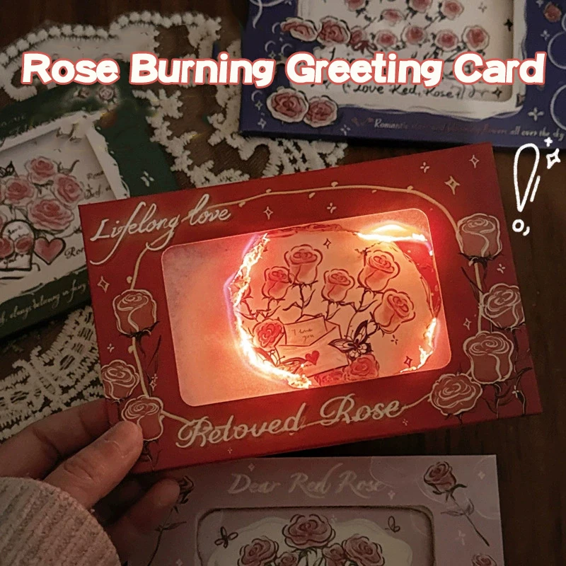 DIY Flame Burning Envelope Creative Gift Greeting Card Students Handmade Envelope Birthday Congratulation Cards Material Package