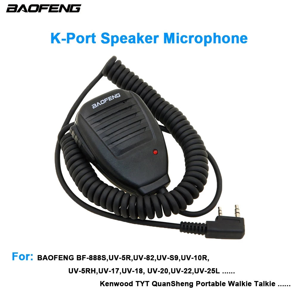 Altoparlante Microfono K-Port Per Walkie Talkie Portatile Baofeng Bf-888S Uv-5R Uv-82 Uv-S9 Uv-10R Radio Tow Way Uv-K5 Accessori