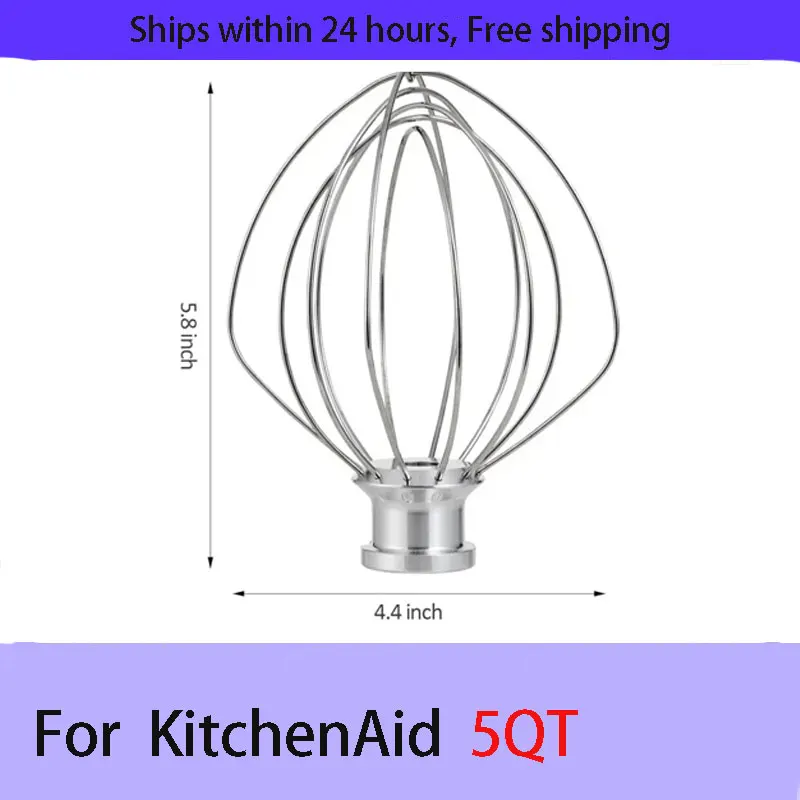 For Kitchenaid 5 Quart Mixer Auxiliary Parts Accessories Stand Mixer Stainless Steel Wire Beater Whisk