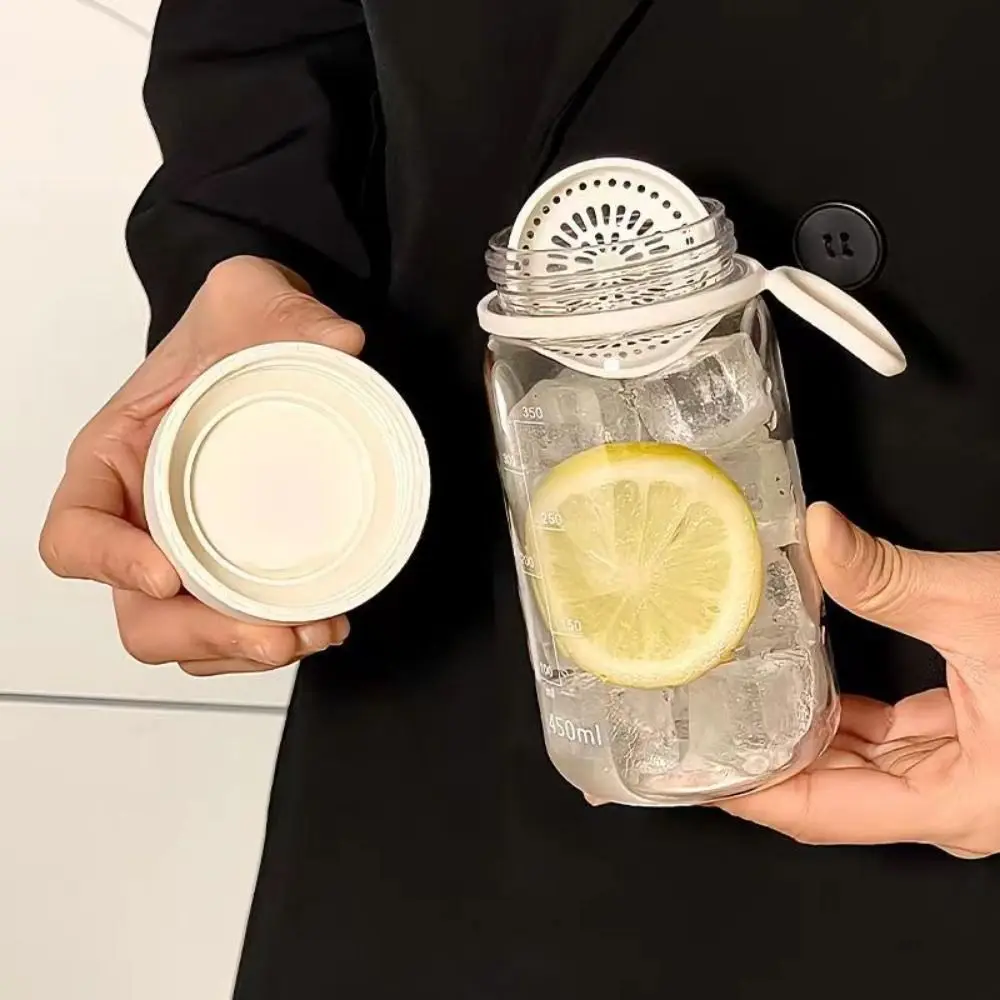 450ml Transparent Plastic Cup Lifting Rope Leakproof Milk Water Bottles Fall Prevention Transparent Drinking Water Bottle