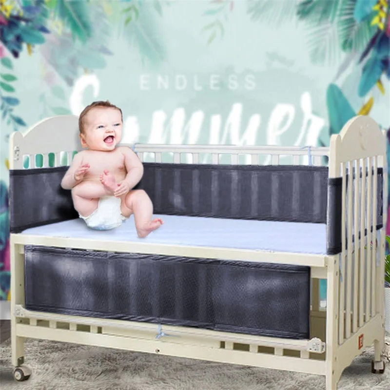 

Baby Nursery Breathable Baby Bed Bumper One-piece Crib Around Cushion Cot Protector Pillows Newborns Room Decor Polyester Solid