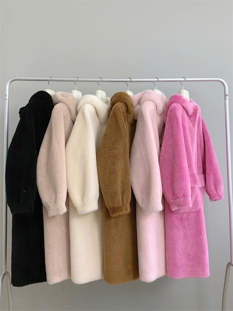 

Little Bear Ears Lengthened by 100 Lamb Wool Sheep Shearing Fur Coat Women's Fur Thickened in Autumn and Winter