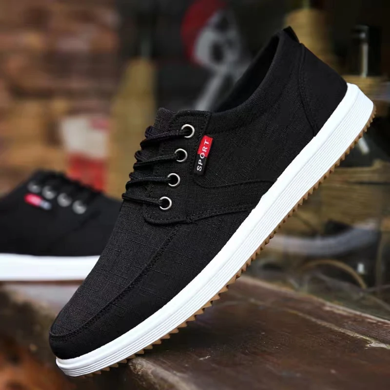 

2020 Fashion Men's Shoes Spring Canvas Lace Up Flat High Quality Casual Men Footwear Breathable Handmade Driving Shoes for Male