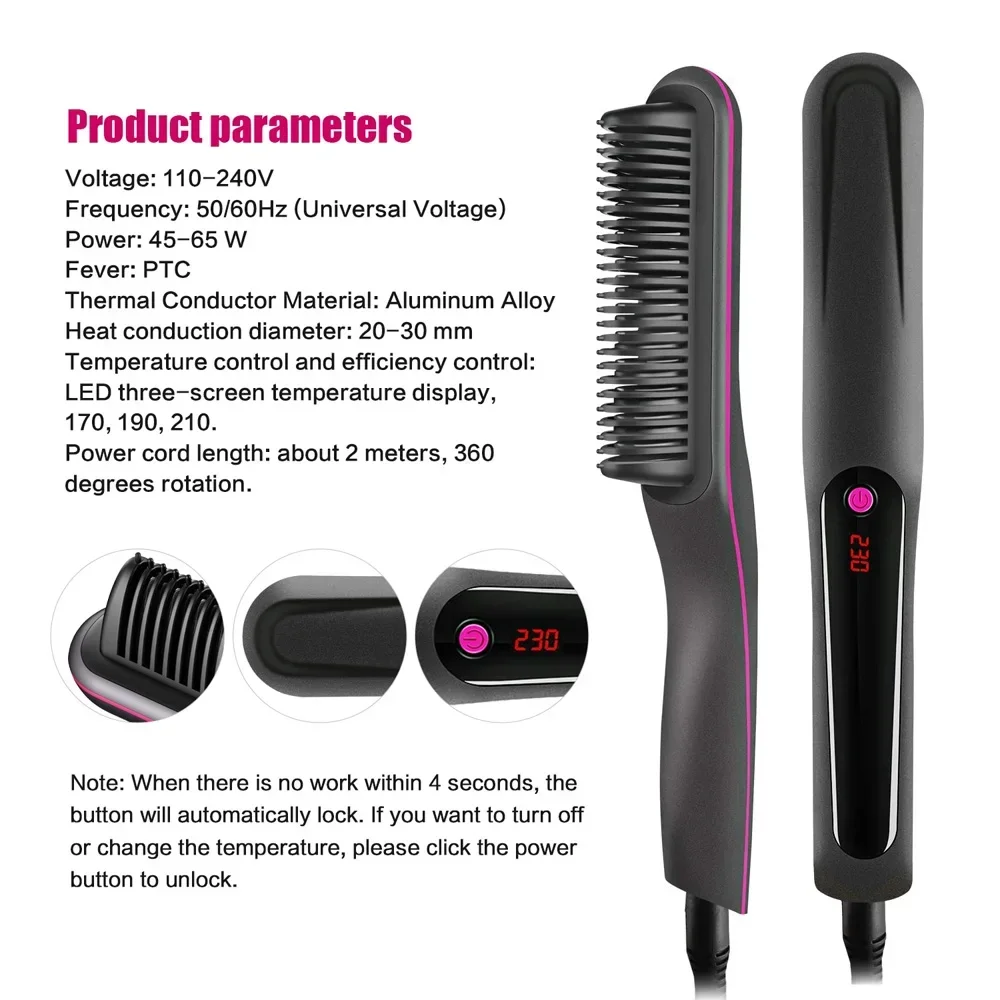 Multifunctional Hair Comb Brush Beard Straightener Hair Straighten Electric Beard Straightening Comb Quick Hair Styler For Men 3