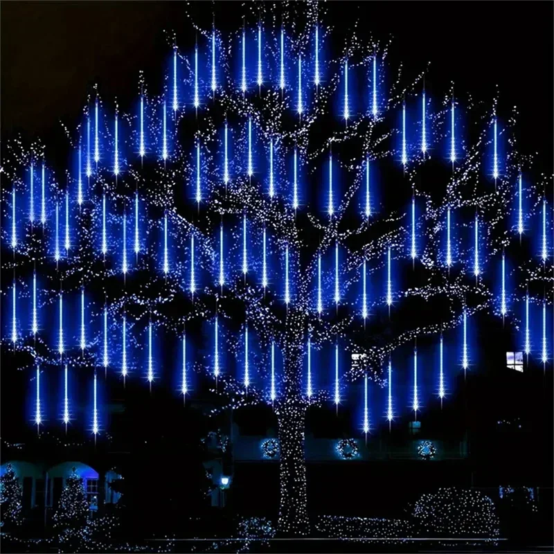 Description Picture 4 of item1/2/3/4 Set Outdoor Meteor Shower Rain LED Fairy String Lights Festoon Street Garland Christmas Decorations for Home New Year