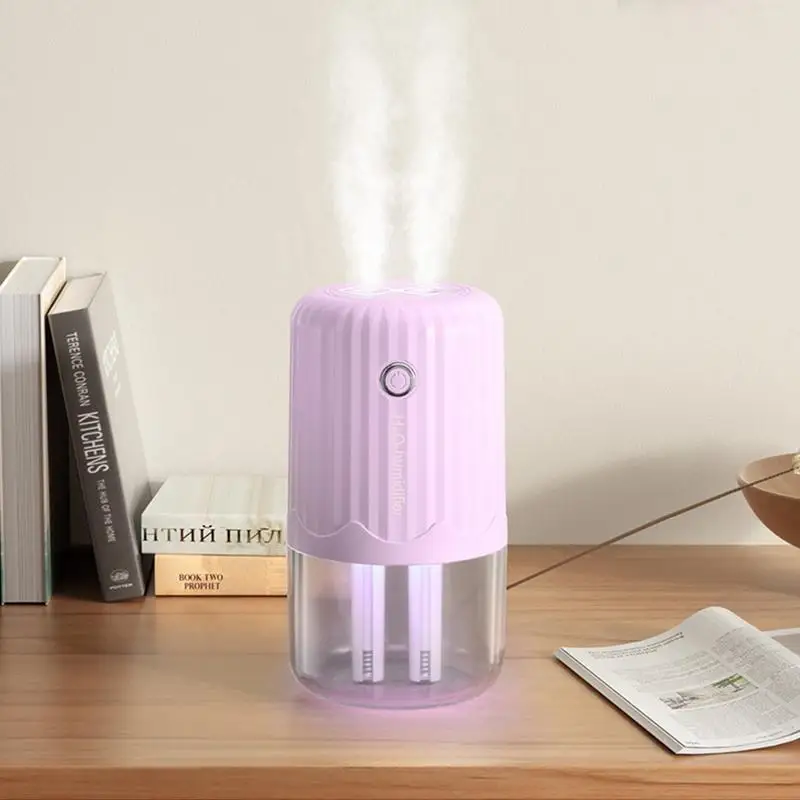 Tabletop Humidifier Portable Bedroom Air Diffuser Small Rechargeable Double Spray Large Capacity Air Humidifier Quiet Desk