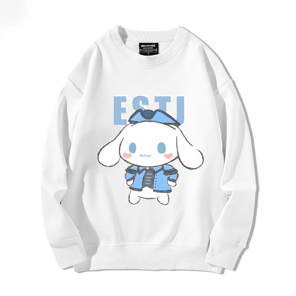 

Милые толстовки Sanrio Cinnamoroll из мультфильма с длинными рукавами и круглым вырезом флисовые Полиэстеровые блузки на осень и зиму