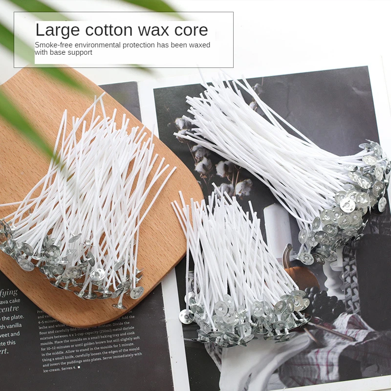 50PCS 8 Inch Candle Wicks Pre-Waxed Wick For Cotton Core Candles