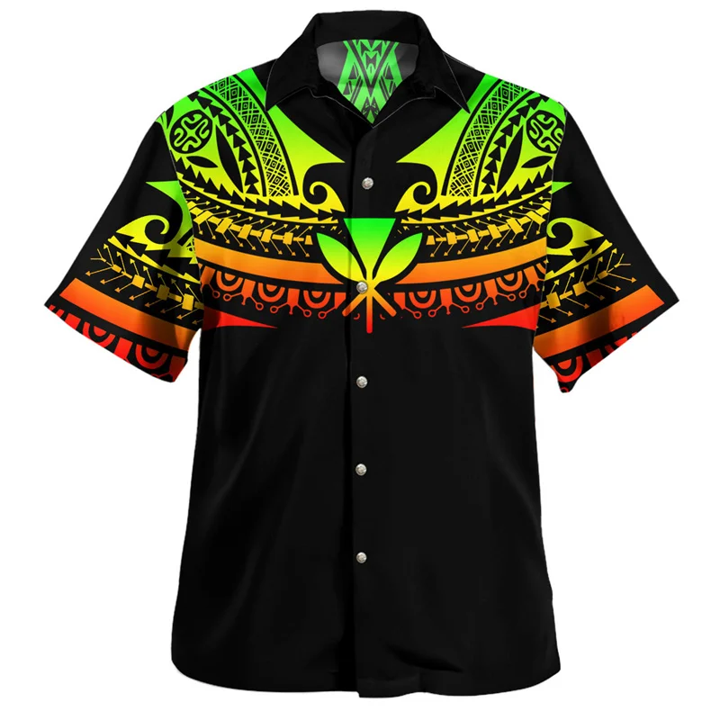 

Harajuku Summer 3D American Hawaii Flag Tribal Printing Shirts Hawaii Coat Of Arm Graphic Short Shirts Men Fashion Tops Clothing