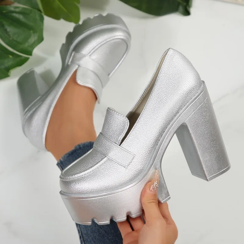 silver platform dress shoes