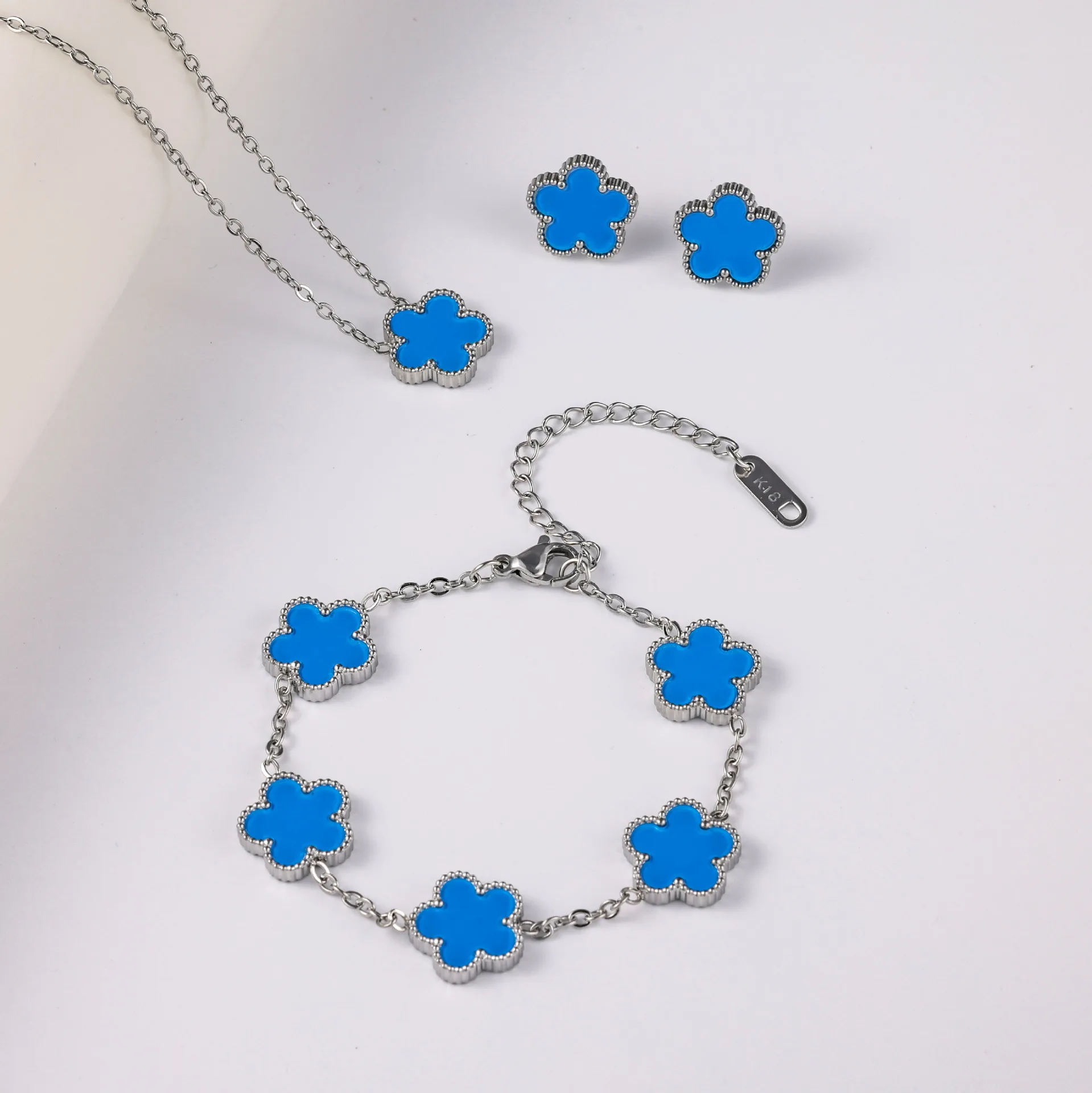 Silver Color Clover Jewelry Set for Women Stainless Steel Hypoallergenic Waterproof Flower Earrings Chain Necklace Bracelet New 5 Mallzona S27bac3d163cb4f1cb8ae6b429b8d2ded5 Silver Color Clover Jewelry Set for Women Stainless Steel Hypoallergenic Waterproof Flower Earrings Chain Necklace Bracelet New Mallzona