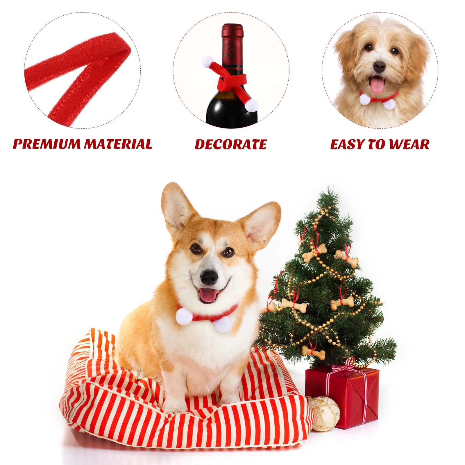 Bufanda de Navidad, de vino, bufandas para mascotas, manualidades, decoración para gatos, disfraces de muñecas, mascotas, decoración para perros y Papá Noel| - AliExpress