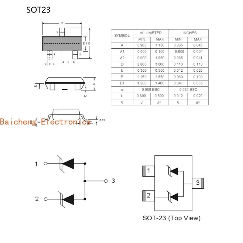 50개 AO3401 A19T 4.2A 30V SOT-23 P채널 MOSFET SMD 트랜지스터