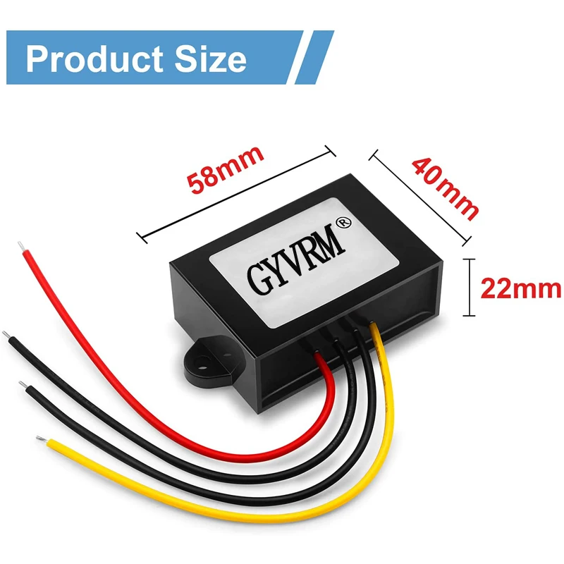 Versatile DC Step Down Voltage Power Converter - 12V Output, Multi-Amp Options