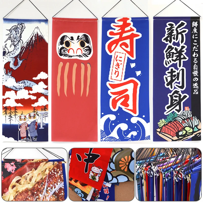 Japanese Style Hanging Flags Banners Sushi Advertising Sign Izakaya Restaurant Decor For Home Garden Shop Cafe Ornament