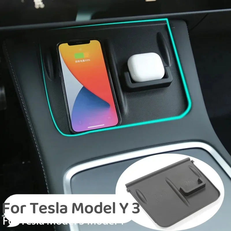 

For Tesla Model 3 Y TPE Silicone Anti-Skid Pad Headphone Headset Car Phone Non-slip Mat Dust-Proof Charger Protect Cover