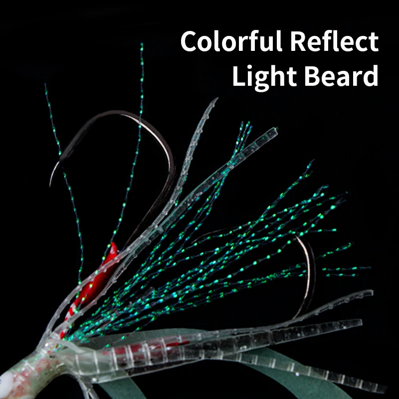 Kawa 3pcs Fishing Hook Iron Plate Squid String Hooks luminous Weight 2.6-4.6g Length 82mm For Fish Bass Hairtail Culter Alburnus