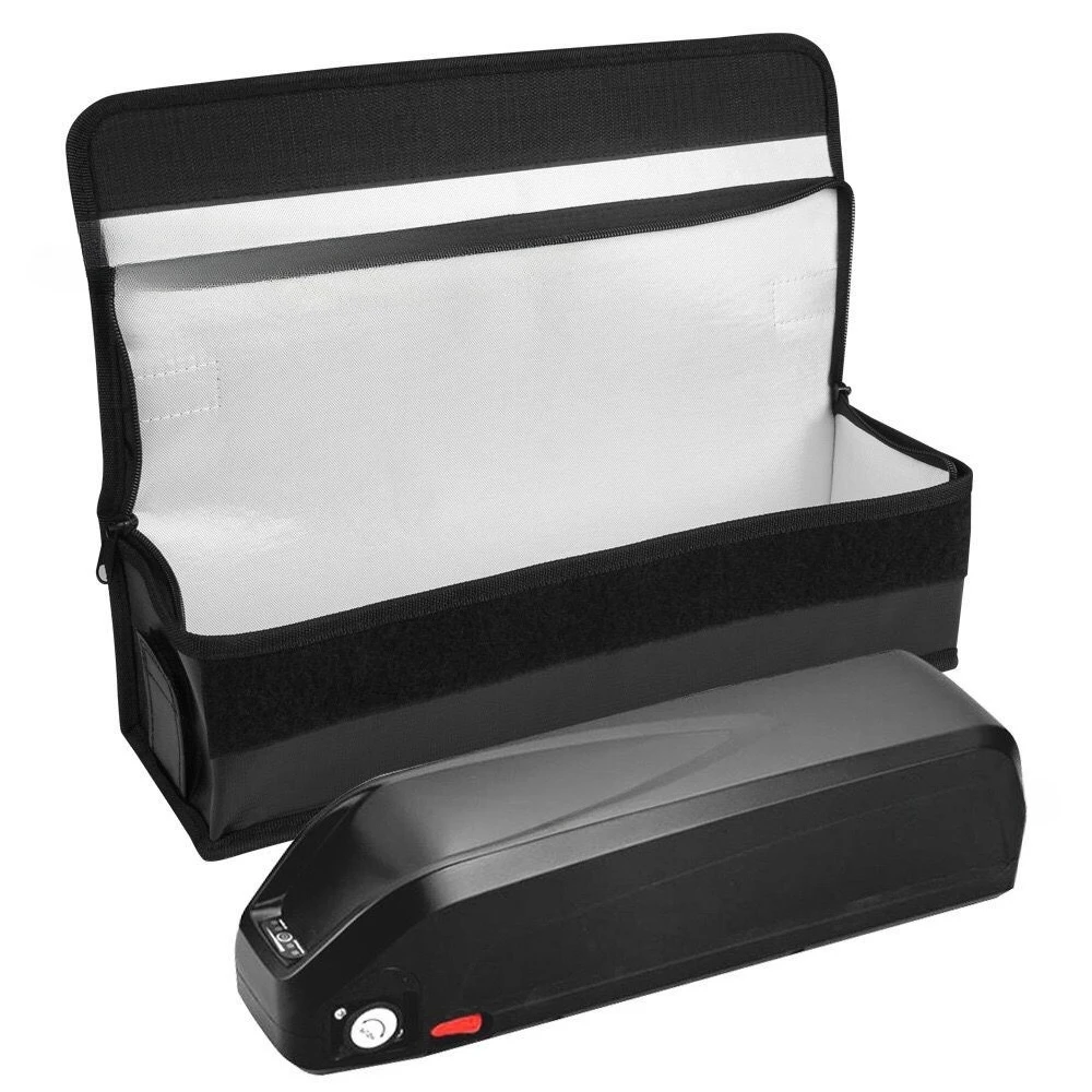 Fireproof silicone fiberglass lithium battery transport bag with reinforced carrying handle