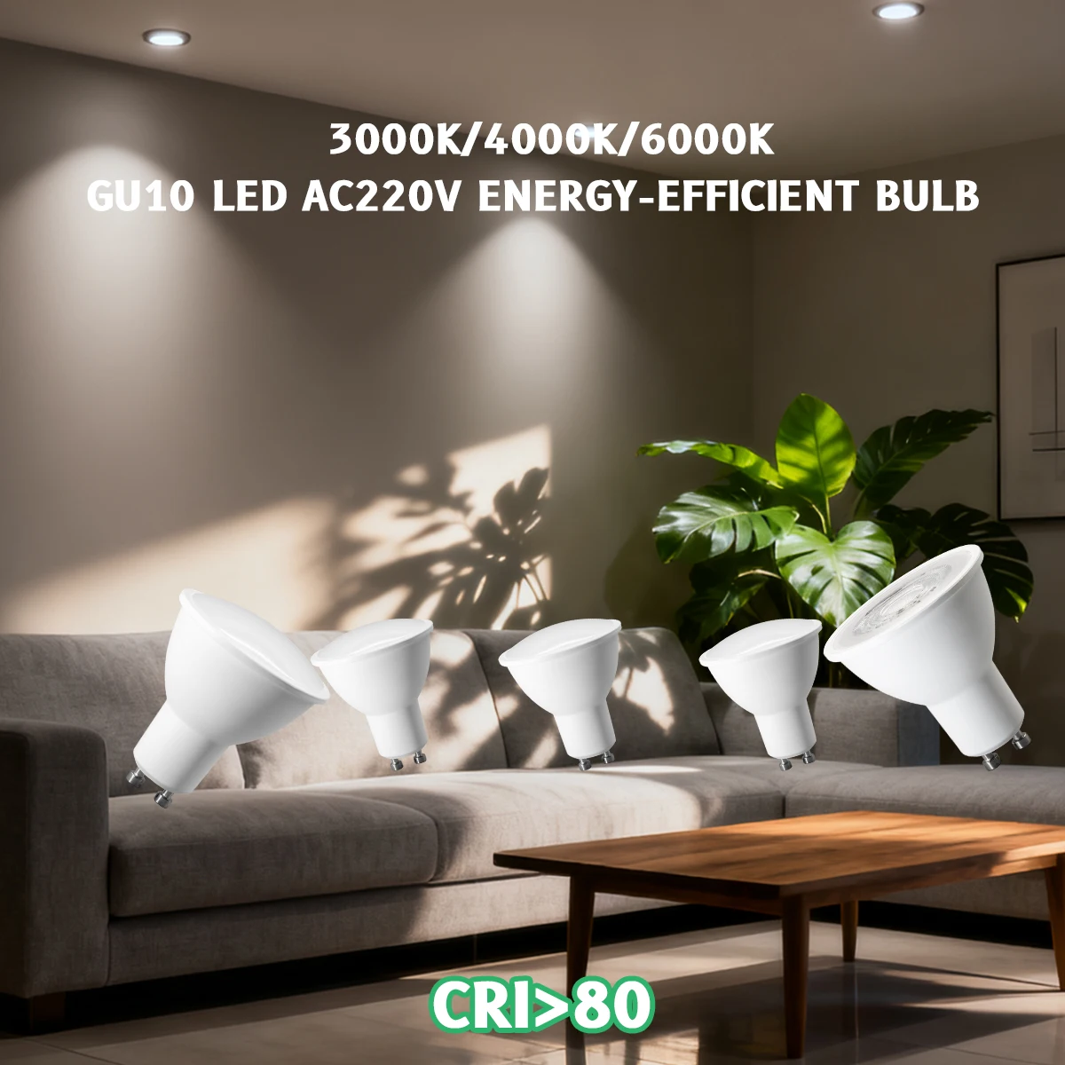 หลอดไฟ LED GU10 50 ชิ้น AC220V AC110V ประหยัดพลังงาน สปอตไลท์ LED ขั้ว GU10 สี 3000K/4000K/6000K สำหรับตกแต่งบ้าน 1