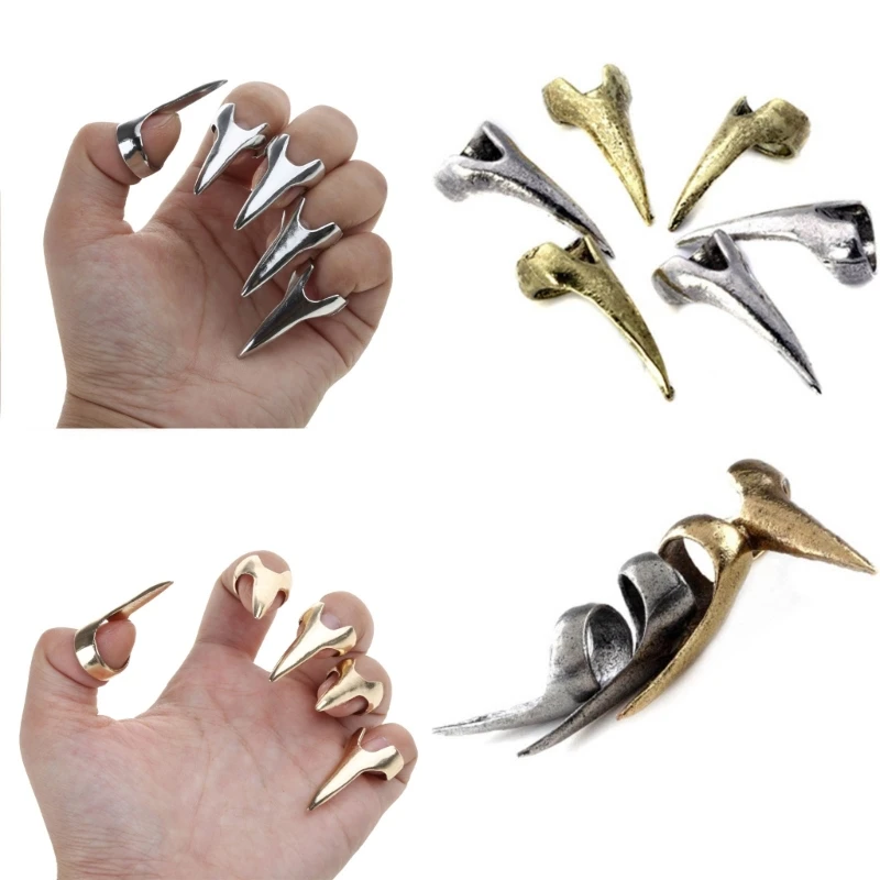 5Pcs/set Ring Stitches Tool Hair Extension Finger Ring Metal Nails For Fingers Easy Braiding Hair Tool Finger Claws Ring 40GB 5