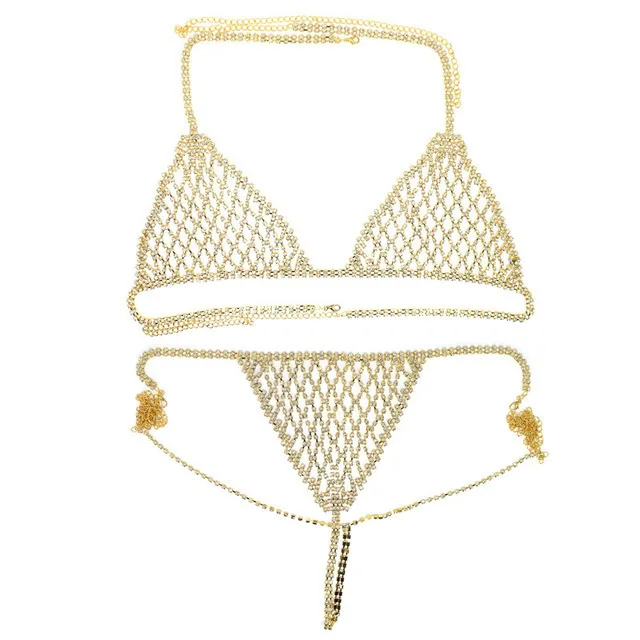 Xsbody Women Bra And Thong Set Accessories Lingerie Rhinestone Bra Sexy  Underwear Bikini Gift Body Jewelry Set Chest Belly Chain - Body Chain -  AliExpress