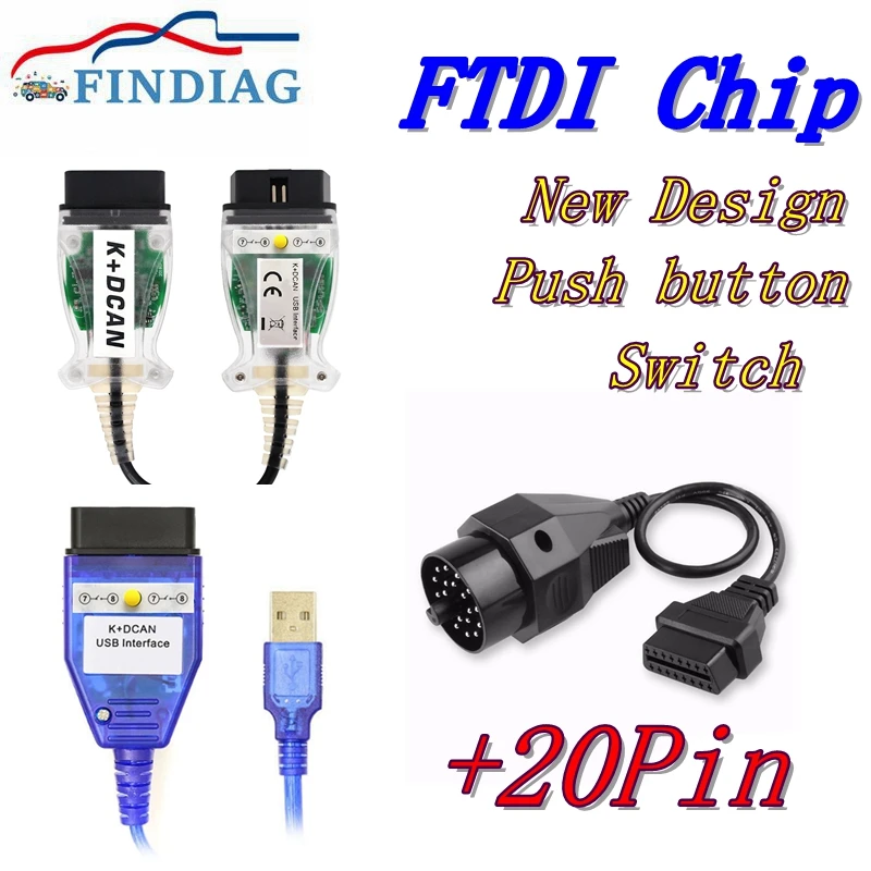 

Удобный диагностический кабель Newest20 Pin для BMW K + DCAN K Switch OBD2 INPA USB интерфейс INPA Ediabas DCAN диагностический сканер