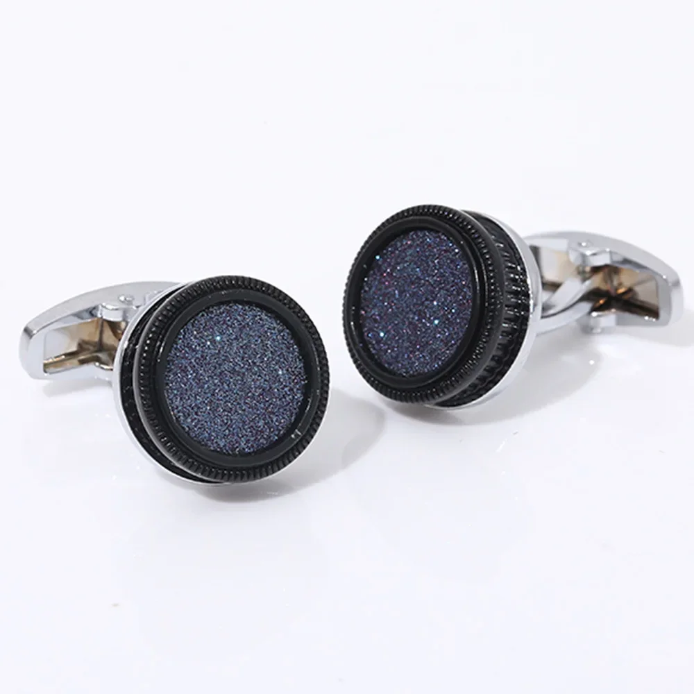 

Starry Sky Sand Round Metal Cufflinks Fashion Mysterious Low Key Advanced French Men's and Women's Dress Formal Accessories