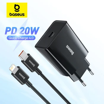 Baseus 고속 충전 QC 3.0 PD USB C 타입 고속 충전기, 아이폰 15 14 13 12 11 X 샤오미 삼성 휴대폰용 PD 충전기, 20W