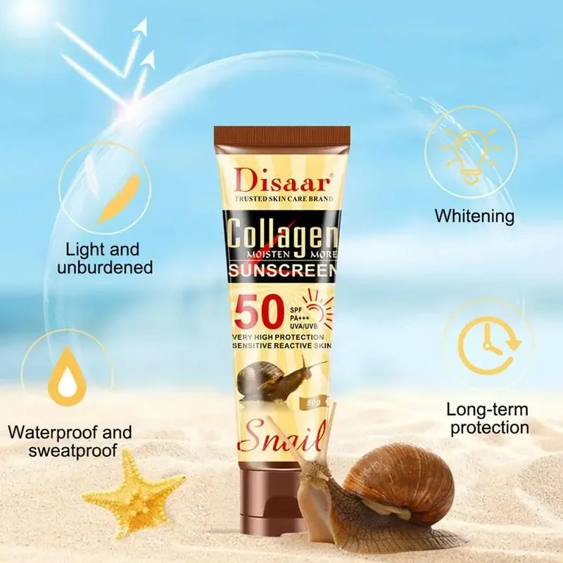 Disaar Collagen Snail Sunscreen Face Body Skin Care SPF50++ UVA UVB Sun Protection Cream Oil-Control Moisturizing Sun Screen