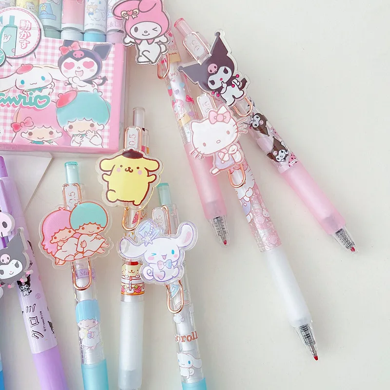 

Kawaii Sanrioed Pens Cute Hellow Kittys Kuromi My Melody Cinnamoroll Cartoon Office Supplies Pens Plush Toys for Kids Gifts