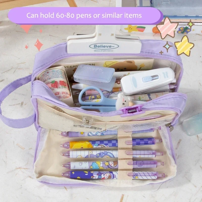 Pencil cases 5-layer large capacity pencil case kawaii handle pen bag for students desk makeup organizer supplies school office stationary